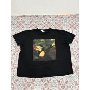 Return To Sender Mona Lisa Dabbing Graphic Tee Black Cotton Mens 2X T-Shirt